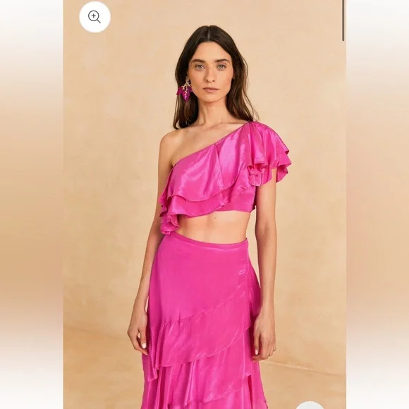 NWT FARM Rio [2-Pc] Marocaine Asymmetric Ruffle Skirt &  Ruffle Top - Picture 2 of 12